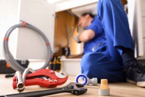Kitchen Drain Problems Beyond Grease: What's Really Clogging Your Pipes man checking on kitchen drain using a snake